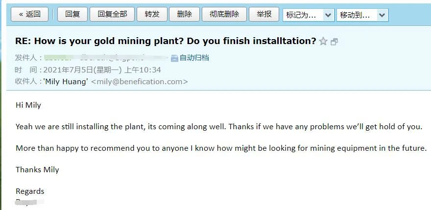 Good comment from customer